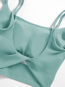 Female Open Back Strappy Gym Sports Bra Scoop Neckline Molded Removable Padding High Elasticity Breathable Yoga <b>Crop</b> <b>Top</b> - Product Image 5