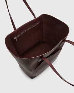Bolso Tote Minimalista de Cuero Genuino, Color Sólido, Parte Superior Abierta, Uso Diario, Bolso de Mano para Mujer, Todas las Temporadas - Product Image 5
