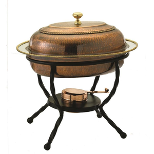 Chafing dish de style industriel martelé sur un support noir robuste à double niveau. Robuste et élégant pour hôtel, restaurant, mariage, fête ou maison - Product Image 4