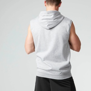 Sweat-shirt à capuche sans manches pour homme, gris uni, en coton French Terry, coupe décontractée, style automne - Product Image 5