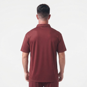 T-shirt décontracté pour homme, motif uni, tricoté, coupe ample, style polo, manches courtes, avec logo personnalisé - Product Image 4
