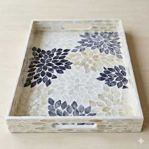 Exotic Vision Bandeja de Servir con Incrustaciones de Madreperla, Plato Decorativo Hecho a Mano para Decoración Global y Almacenamiento - Product Image 3