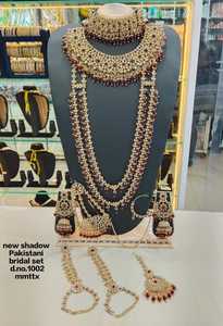 Élégant ensemble de bijoux ethniques en laiton de haute qualité, plaqué rhodium, avec zircon, pour mariée, fiançailles, mariage, anniversaire, fête, collier ras-du-cou effet ombre - Product Image 2