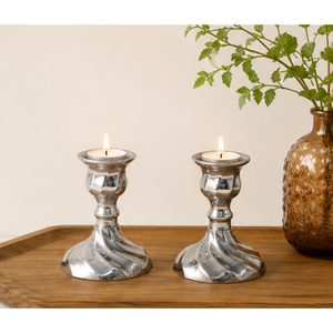 Luxury <b>Silver</b> Plated Metal <b>Candlestick</b> Holders Set of 2 Vintage Centerpiece for Wedding Tables Christmas Decor and Romantic - Product Image 3