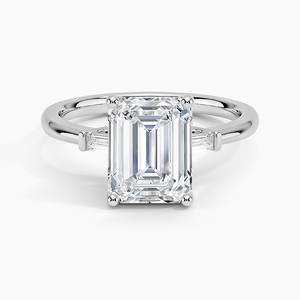 Baguette Three Stone <b>Emerald</b> Cut Moissanite Engagement <b>Ring</b> with 14K Gold Plating GRA Certified for Party & Anniversary - Product Image 5
