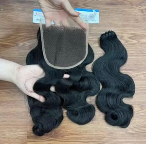 MEGA VENTA 100% Cierre de encaje de cutícula completa vietnamita Extensiones de cabello humano de alta calidad Grandes en stock Sin desprendimiento Sin enredos - Product Image 2