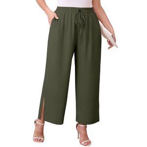 Premium Women Flare <b>Trousers</b> <b>Elastic</b> <b>Waist</b> 100% Cotton Comfortable Wide Leg OEM ODM Private Label Wholesale Fashion - Product Image 6