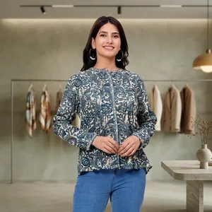 Women Floral Printed <b>Long</b> Sleeve Shirt Mandarin Collar Button Front Elegant Casual <b>Top</b> Relaxed Fit Lightweight Everyday Wear - Product Image 1