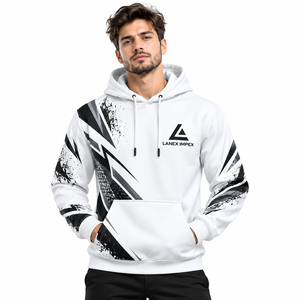 Sweat-shirts à capuche personnalisés avec impression intégrale blanche par sublimation pour hommes et femmes, qualité supérieure, vêtements streetwear - Product Image 1