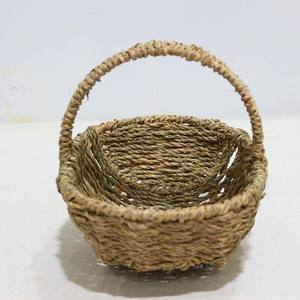 Cesta de Regalo Ovalada Tejida de Seagrass Rústico Orgánico con Asa, Ecológica, Ligera y Transpirable para Almacenamiento - Product Image 2