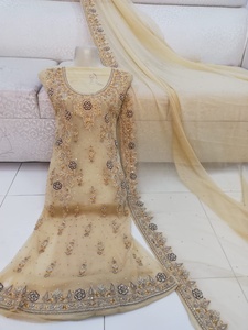 2022 Venta caliente pakistaní indio trabajo hecho a mano gasa Salwar Kameez traje vestido de novia para ocasiones especiales de verano - Product Image 6