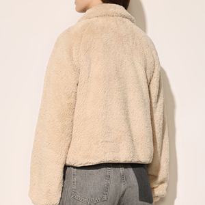 Women Sherpa fleece Faux <b>Fur</b> Wool Coat Breathable Warm Plush Casual hooded zipper collar Jacket snow wear comfy button closure - Product Image 3