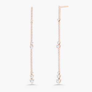 Pendientes de Diamante Cultivado Redondo con Cierre a Presión, Diseño de Barra Colgante, Joyería de Lujo Solitaria, Oro Sólido de 14K y 18K, Fabricación Artesanal - Product Image 3