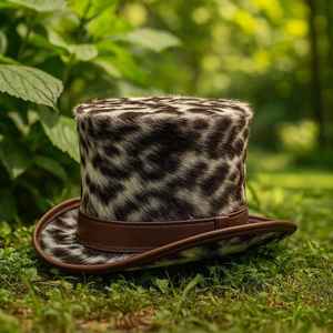 Chapeau haut de forme steampunk en cuir de vachette fait main, fabrication professionnelle, unisexe, style rustique western, cosplay - Product Image 3