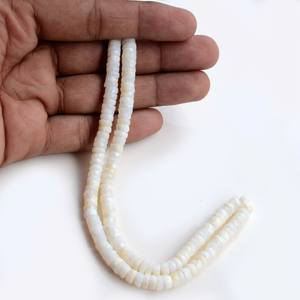 Perles de pierres précieuses opale blanche naturelle facettées, forme pneu, rondelle, heishi, pour la fabrication de bijoux, fil de pierres en vrac - Product Image 3