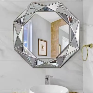 Luxury <b>Round</b> Silver Beveled Glass Handmade Contemporary Wall <b>Mirror</b> for Bedroom <b>Bathroom</b> REHMAN CRAFT - Product Image 6