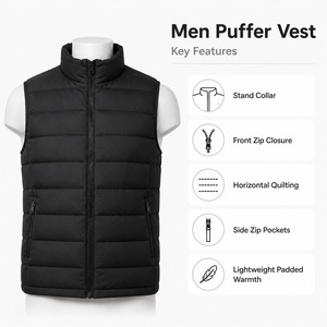 <b>Men</b> Puffer <b>Vest</b> Durable Fabric Warm Quilted Design Comfortable Fit Lightweight Sleeveless Jacket For Winter Outdoor Use - Product Image 6