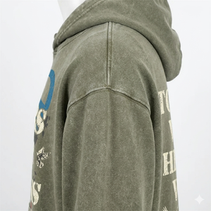 Sudadera con capucha con estampado Peace para hombre, 100% algodón, estilo casual, estilo crochet, ropa de calle de otoño - Product Image 2