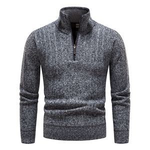 <b>Men's</b> Wool Acrylic Half-Zip Pullover <b>Sweater</b> <b>Turtleneck</b> Solid Color Thick Knit Anti-Pilling Winter Wear Knitted - Product Image 1