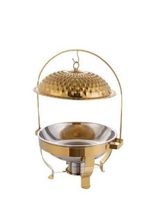 Plat de service rond en acier inoxydable pour une utilisation domestique élégante, avec support, compatible congélateur, sans source de chaleur - Product Image 1