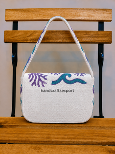 Sac à bandoulière de luxe fait main en perles de récif marin |   Sac à main de créateur professionnel portable pour femme |   Boutique solide et sécurisée - Product Image 2