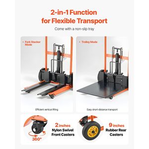 Transpallet Idraulico con Capacità di Carico di 450 Libbre, Sollevatore a Verricello, Stacker con Altezza Massima di Sollevamento di 35,8 Pollici, Carrello Elevatore con Capacità di Carico di 350 Libbre - Product Image 5