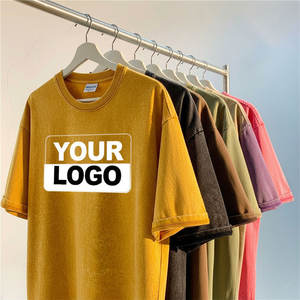 T-shirts à épaules tombantes de haute qualité, T-shirt en coton surdimensionné, double couche, manches courtes, streetwear personnalisé, lavage à l'acide, T-shirt pour homme - Product Image 3