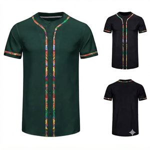 เสื้อเบสบอล DROGEN EXPORTS แบบยูนิเซ็กซ์ คอวี แขนสั้น ระบายอากาศได้ดี เหมาะสำหรับฤดูร้อน ชุดทีมกีฬา สามารถสกรีนโลโก้ได้ เสื้อเชิ้ตตาข่ายติดกระดุม - Product Image 1