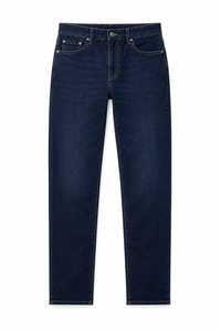 Jean en denim extensible slim fit pour homme, avec braguette boutonnée unie, finition délavée, poids lourd, écologique, couleurs bleu et noir, vente en gros - Product Image 2