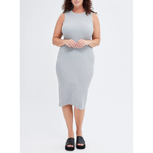 Vestido ajustado sin mangas de canalé premium, fabricante de minivestidos de punto, logotipo personalizado, MOQ al por mayor - Product Image 1