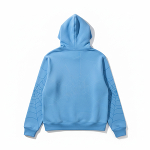 Sudadera con capucha personalizada de peso pesado para hombre, con estampado de telaraña en relieve, de forro polar, estilo urbano, venta al por mayor de fábrica - Product Image 3
