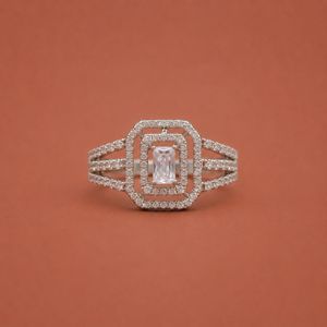 <b>Emerald</b> Cluster Halo Engagement <b>Ring</b> In S925 <b>Silver</b> - Product Image 1