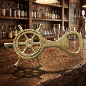Handmade Brass Ship Wheel Nautical Style Beer Bottle Opener Eco Friendly Vintage Marine Bar Accessory - Product Image 3