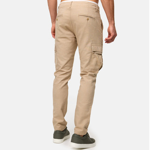 Men's Khaki Cargo <b>Pants</b> Straight Fit Multiple Pockets Canvas Material Casual Style Midweight Cotton Breathable <b>Summer</b> Wear - Product Image 3