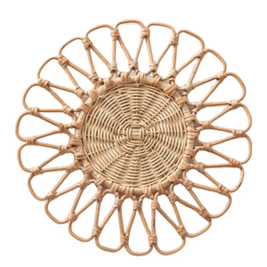 Article chaud rond en rotin naturel pour assiette de chargeur pour les fêtes/mariages à usage quotidien avec motif végétal - Product Image 5