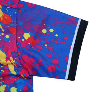 Uniformes Deportivos Sublimados al por Mayor para Equipos de Béisbol y Sóftbol, Camiseta de Béisbol con Botones Completos, Estampado Tie-Dye - Product Image 4