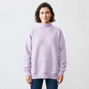 Sweat-shirt à col montant en pur coton pour femme, manches longues, style moderne et décontracté, idéal pour le streetwear et les loisirs - Product Image 1