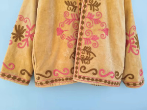 Blouson Bomber en Velours Brodé Floral Suzani Réversible Style Bohème Vintage Court Taille Unique Ethnique Été Automne Hiver Coton - Product Image 2
