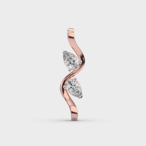 Pendentif élégant de luxe pour femme avec double poire de diamant de laboratoire, or jaune, blanc et rose 14 carats plaqué rhodium, certifié IGI, moderne - Product Image 5