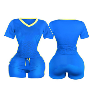 Breathable 220 GSM poly spandex <b>booty</b> short set red yellow side panels with custom screen print logo T shirt and <b>booty</b> short - Product Image 5