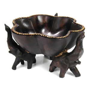 <b>Decorative</b> Handmade Wooden Bowl With <b>Elephant</b> Carving Traditional Chinese Style <b>Decorative</b> Serving Bowl For Fruit And Snacks - Product Image 1