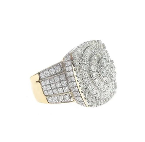 Anillo de Moissanita Redondo de Lujo con Incrustaciones, Plata de Ley 925 con Acabado en Oro de 14K, Color D VVS, Estilo Hip-Hop - Product Image 1