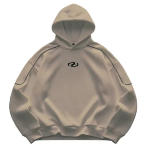 Sudadera con Capucha Oversize de Invierno con Mangas Raglán, Costuras con Ribete y Logotipo Estilizado en el Pecho - Ropa Casual Urbana Tejida para Hombre - Product Image 1