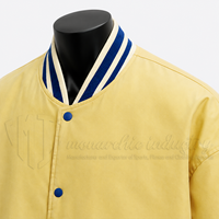 Veste bomber universitaire jaune personnalisée unisexe, veste de baseball, veste de collège, fermeture à boutons pression, prix de gros