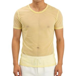 Chemises transparentes en résille pour hommes, manches longues, col rond, style streetwear moderne, personnalisables - Product Image 6