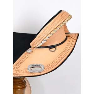 Selle de cheval western en cuir véritable marron sur mesure, équipement d'équitation de cowboy, équipement équestre haut de gamme avec étriers et sangles - Product Image 2