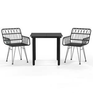 Set da Pranzo Nero per Giardino, Arredamento da Esterno per Patio - Product Image 2