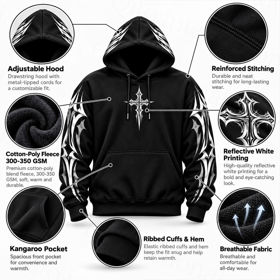 Custom Reflective Motorbike Hoodie Kevlar Aramid Lined CE Level 2 ...