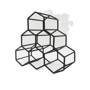 Estante Metálico para 6 Botellas de Vino, Diseño de Panal, Geométrico, de Hierro Negro, para Mostrador o Mesa - Product Image 1