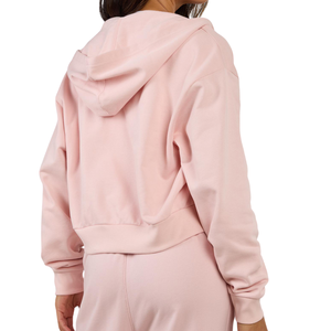 Customized Women Cropped Full <b>Zip</b> Hoodie Fleece Sweatshirt Drawstring <b>Hood</b> Front Pockets OEM ODM Apparel Supplier - Product Image 2